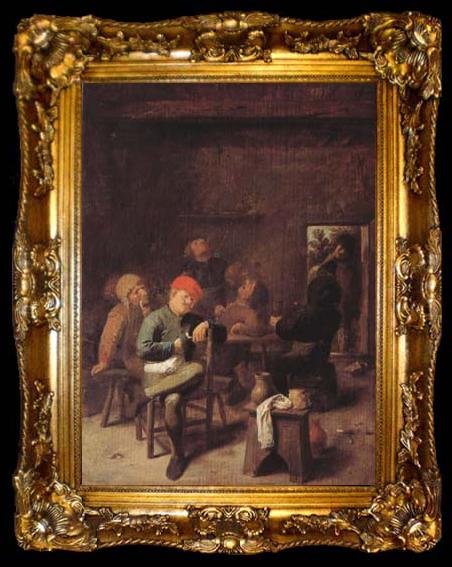 framed  BROUWER, Adriaen Peasants Smoking and Drinking (mk08), ta009-2